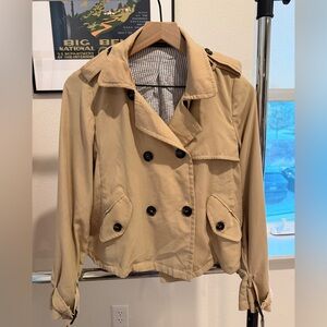 Harlowe & Graham Beige Double-Breasted Trench Coat